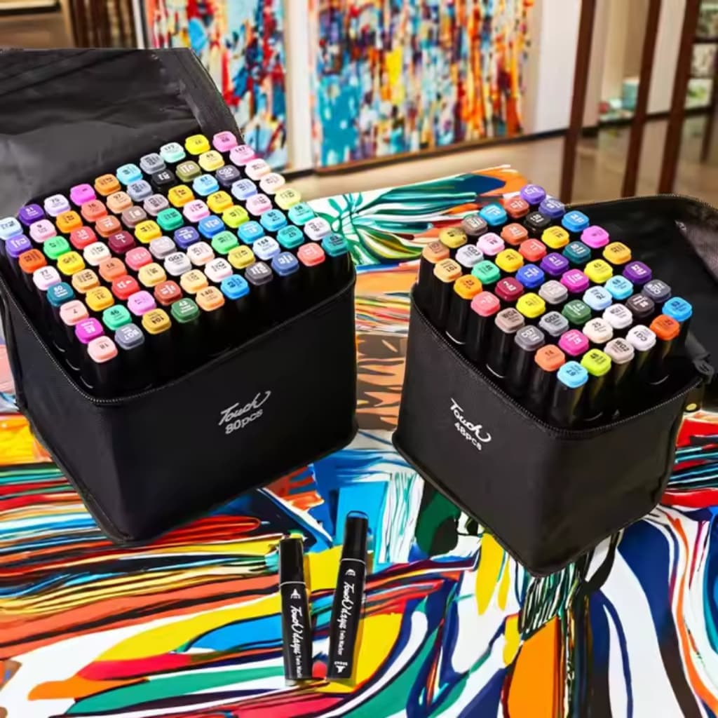 🎒 Canetas Artísticas com Estojo – 24 até 120 Cores | Dupla Ponta p/ Desenho, Lettering e Escola
