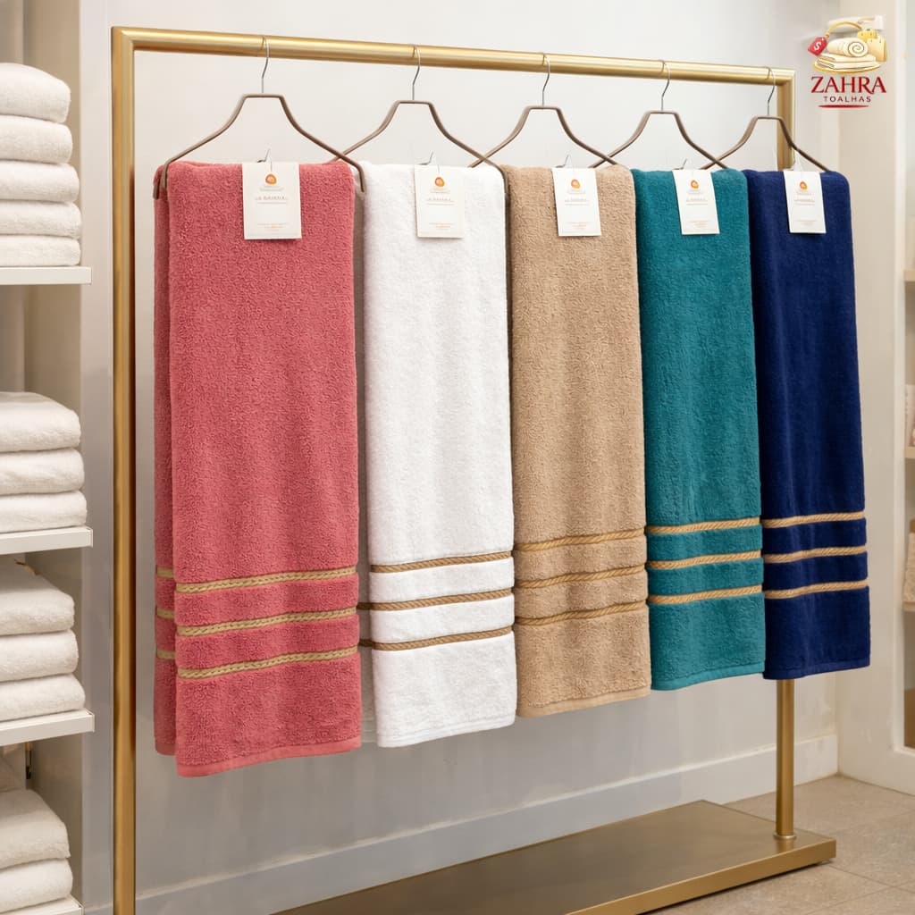 Kit 6 Peças Toalhas de Banho Grande Felpuda Macia Premium ZAHRA 100% Algodão Excelente Absorção