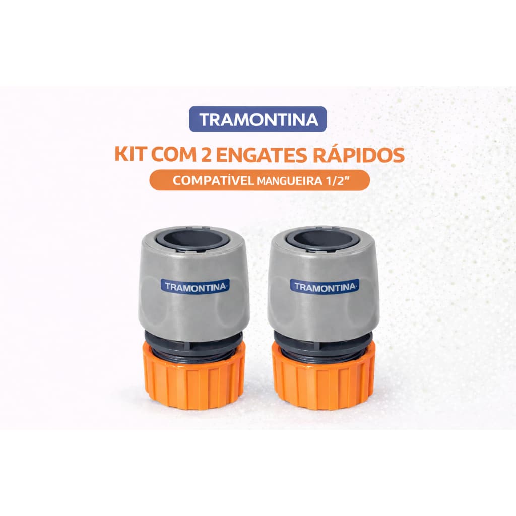 Kit 2 Engates Rápido Plastico Resistente Tramontina 1/2 Mangueira Jardim Conector Pino Torneira Bico