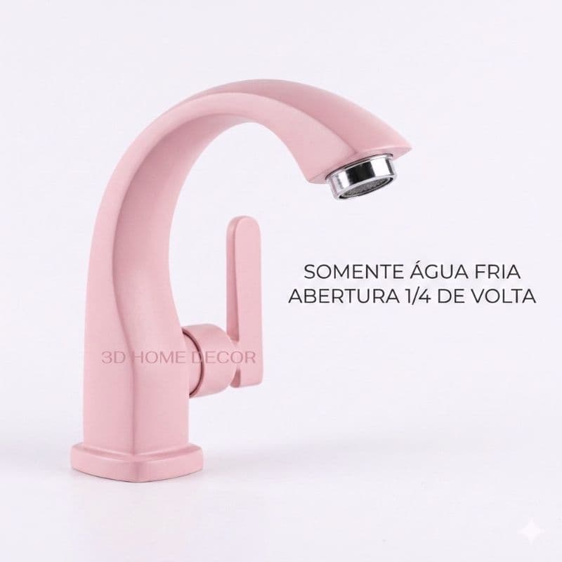 Torneira Inox Rosa Bancada Pia Torneira de Banheiro Rosa Metal