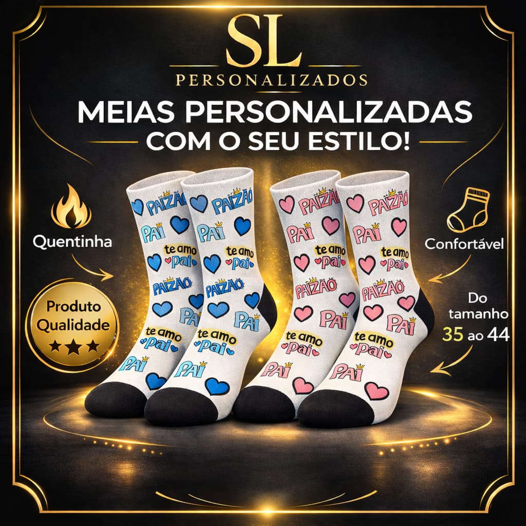 Meia Personalizada Dia dos Pais | Presente Criativo para Papai