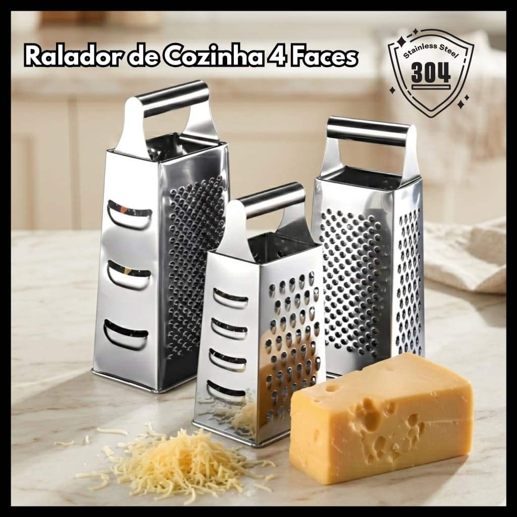 Ralador de Queijo Aço Inox Multiuso para Chocolate Legumes Batata Cenoura Cozinha