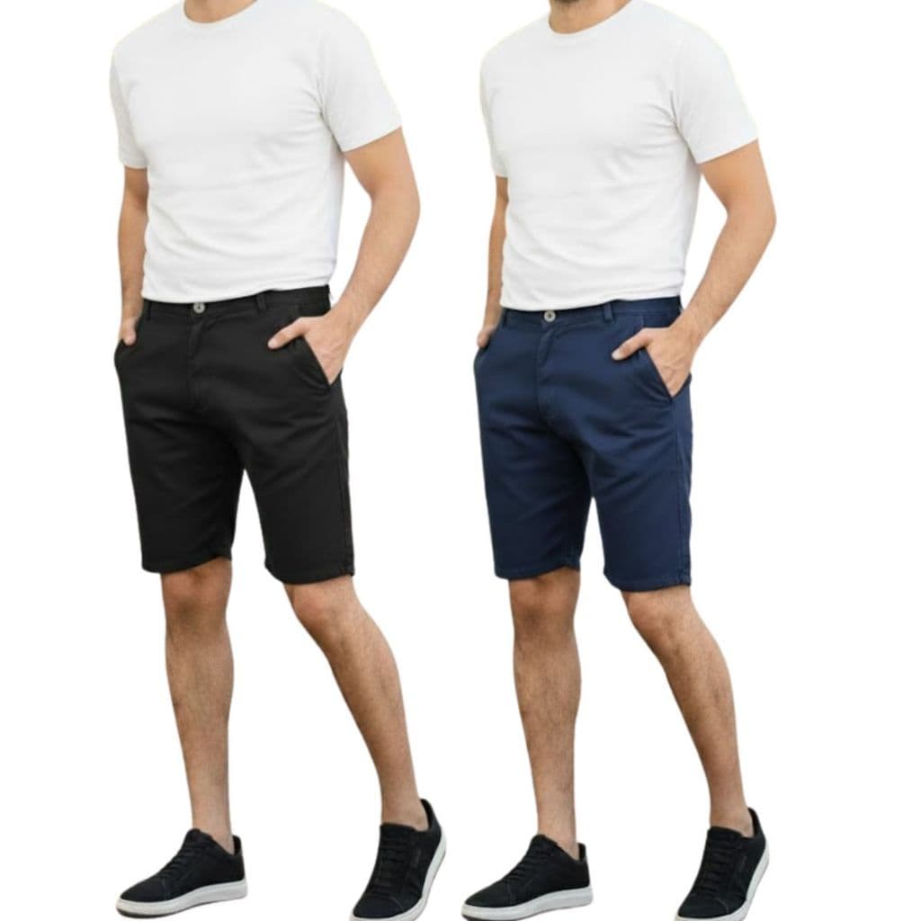 Kit 2 Bermudas Esporte Fino Slim Confort Sarja Esporte Fino Bolso Embutido Elastano Sport