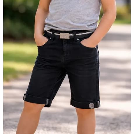 Bermuda Infantil Juvenil Masculina Short Preto Jeans Menino de Sarja P ao 16 Anos