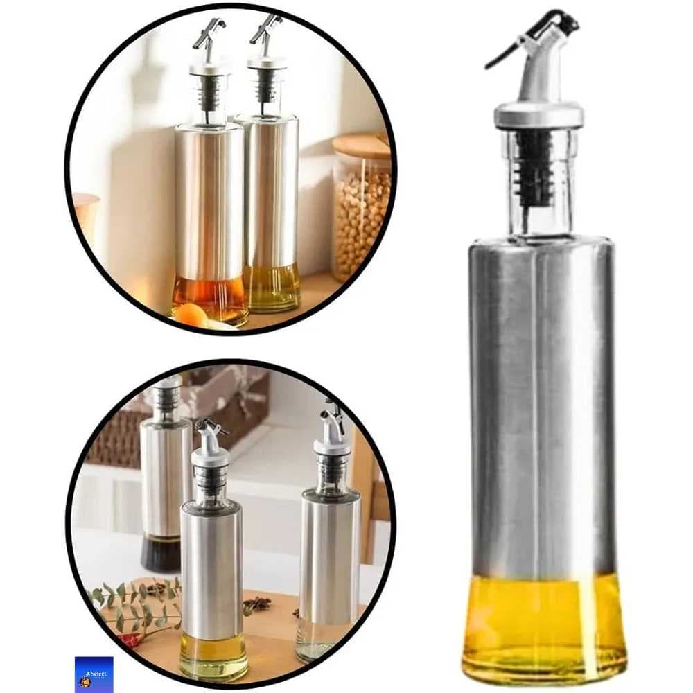 Galheteiro Azeite porta Vinagre óleo Dosador 300Ml Vidro Tampa Aço Inox azeiteira dispenser molheira