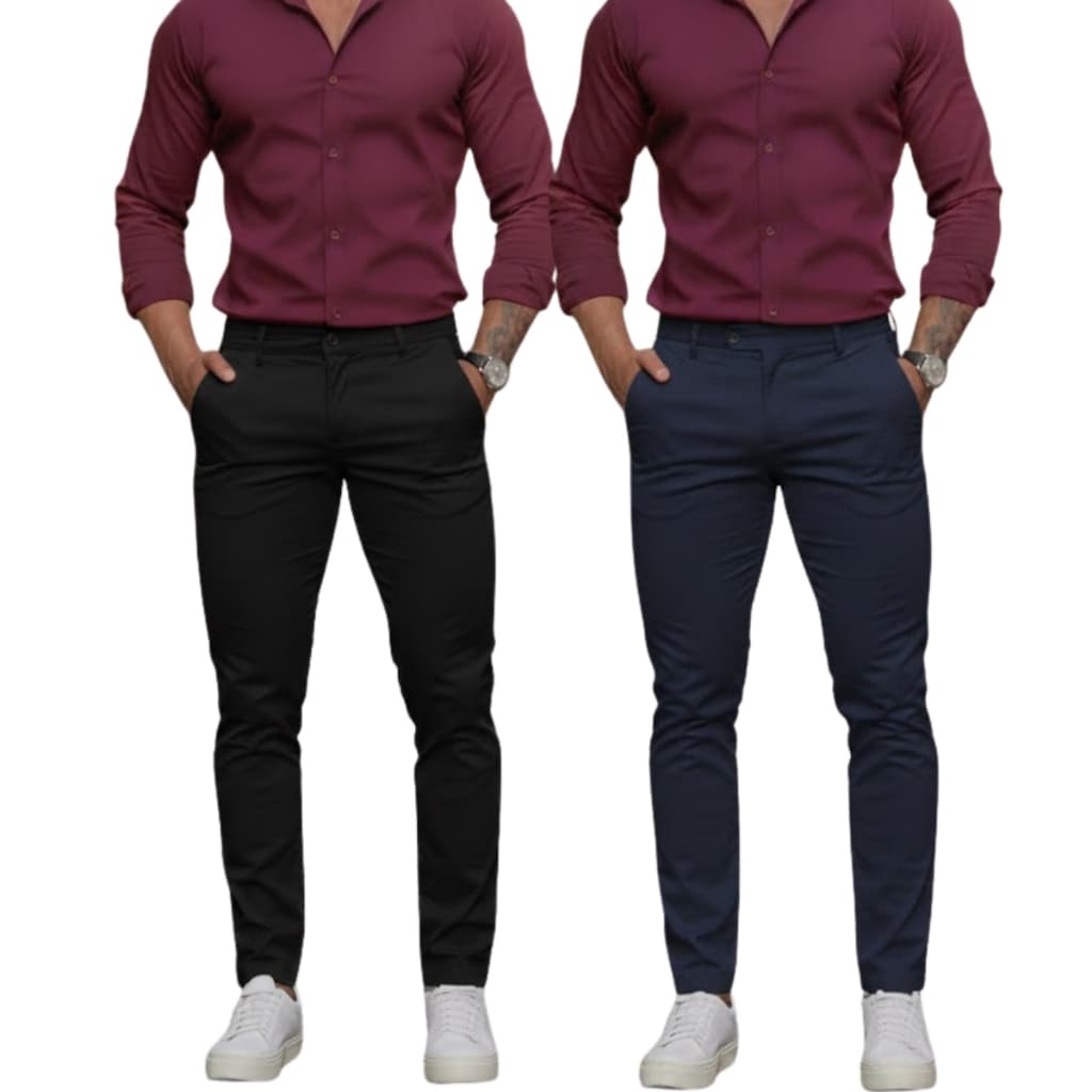 Calça Esporte Fino Masculina Slim Sarja Social Com Elastano Alfaiataria  Direto De Fabrica