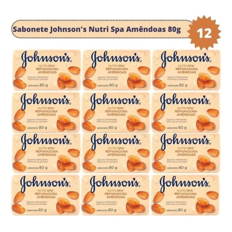 Sabonetes Johnson’s Nutri Spa Amêndoas 80g Original 12 unidades – Hidratante Rejuvenescedor