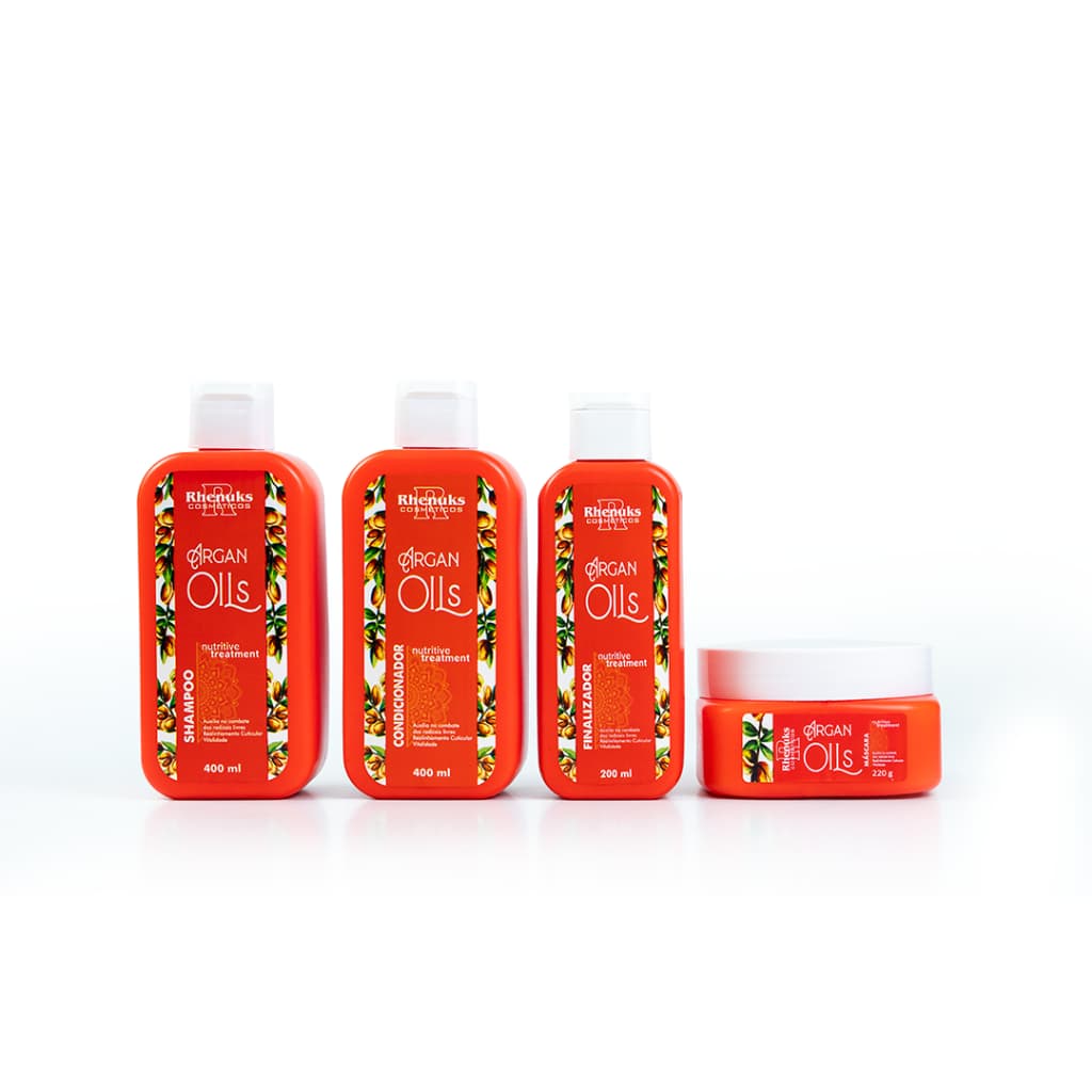 Kit Capilar Rhenuks Argan Oils 4 Produtos Óleo de Argan Nutrição Antifrizz Hidratação Brilho Original