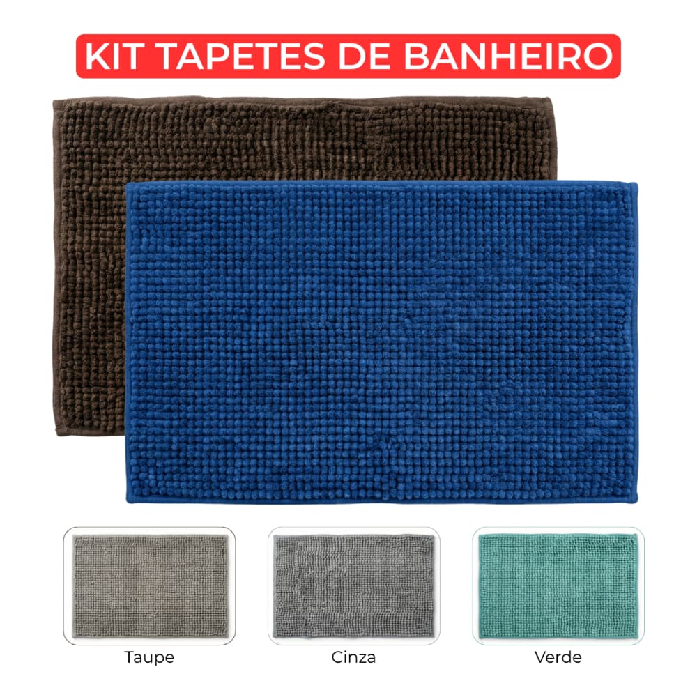 Kit Tapetes Banheiro Absorvente Antiderrapante 58x38 Microfibra Super Macio Secagem Rápida