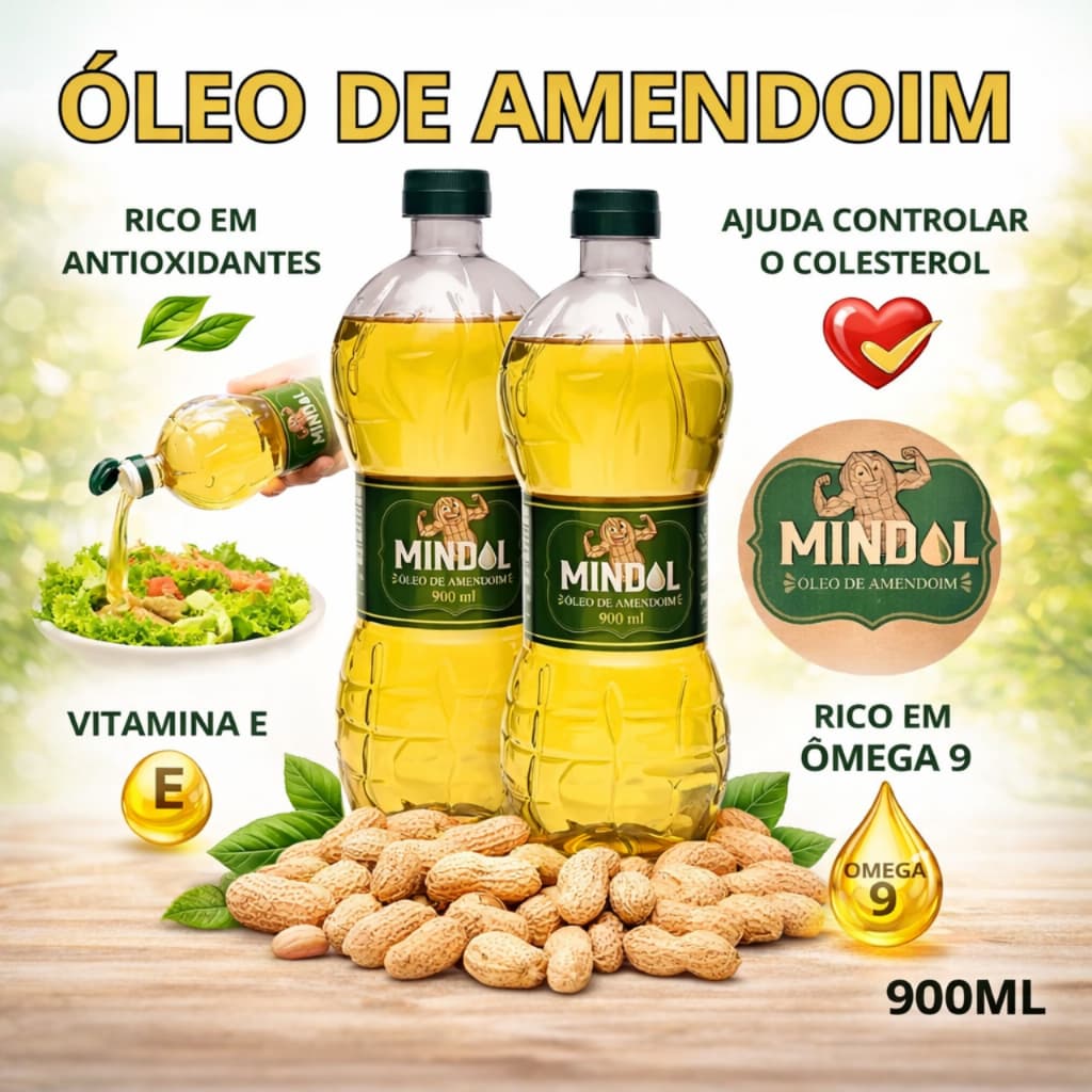 Kit 2 Óleos de Amendoim 100% Vegetal 900ml – Mais Sabor e Saúde para Sua Cozinha