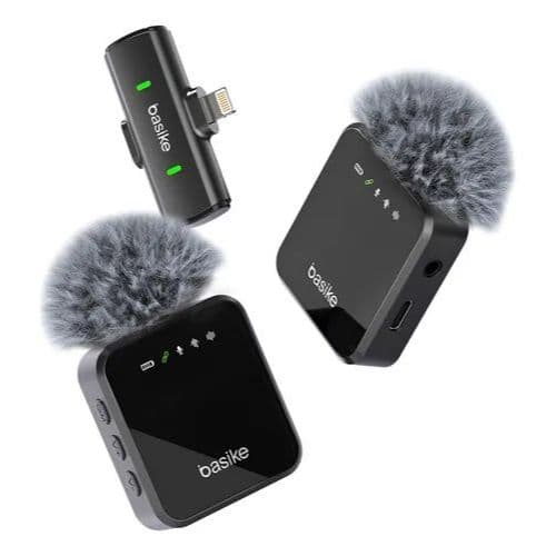 Microfone Duplo Sem Fio Profissional Basike Lapela Para iPhone e Android Tipo-C BA-MIC0001
