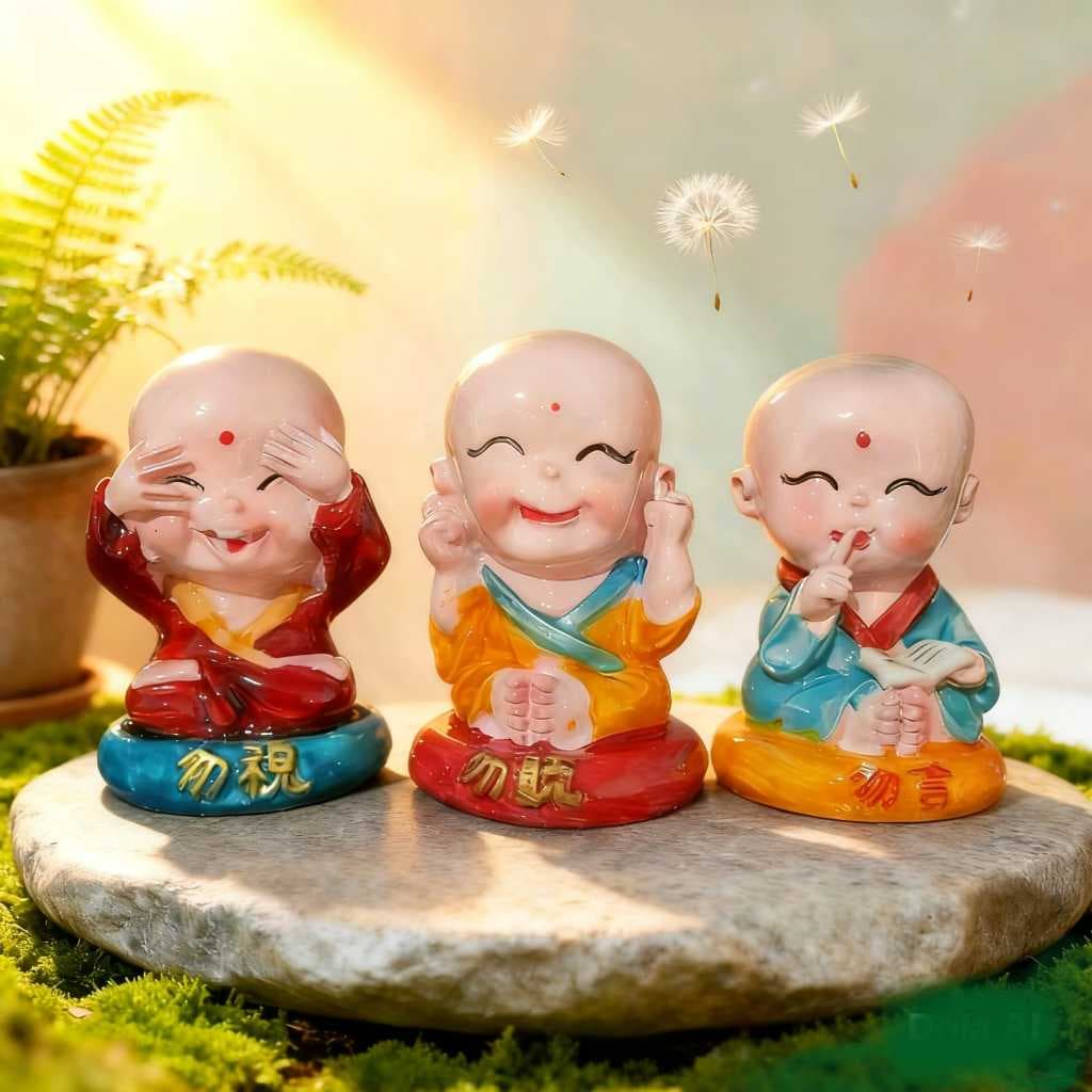Buda Budinhas Bebes Monges Sábios Cego surdo mudo Feng Shui conjunto de 3 peças