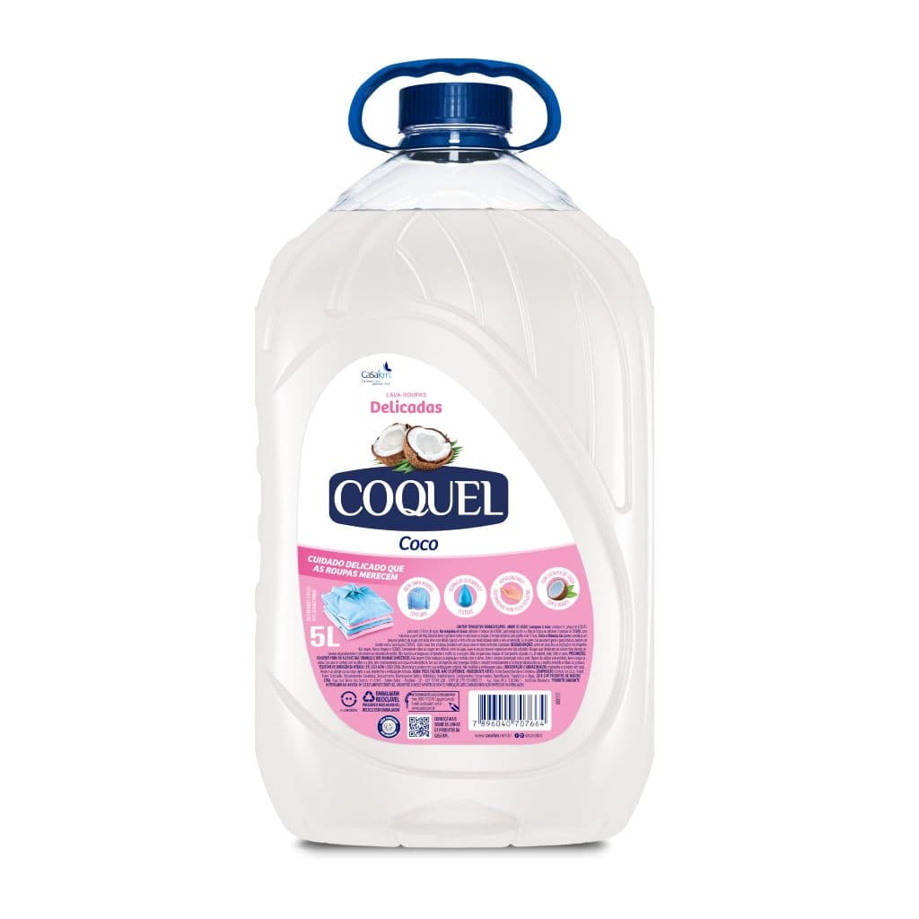 Sabão Liquido De Coco Hipoalêrgenico Roupas Delicadas Coquel Galão 5l Lava Roupas