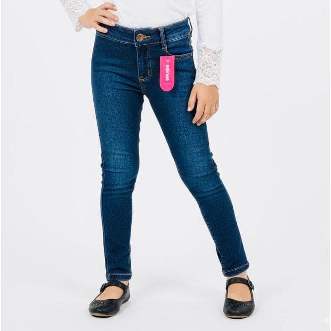 Calça Jeans Escura Sarja Infantil Juvenil Menina