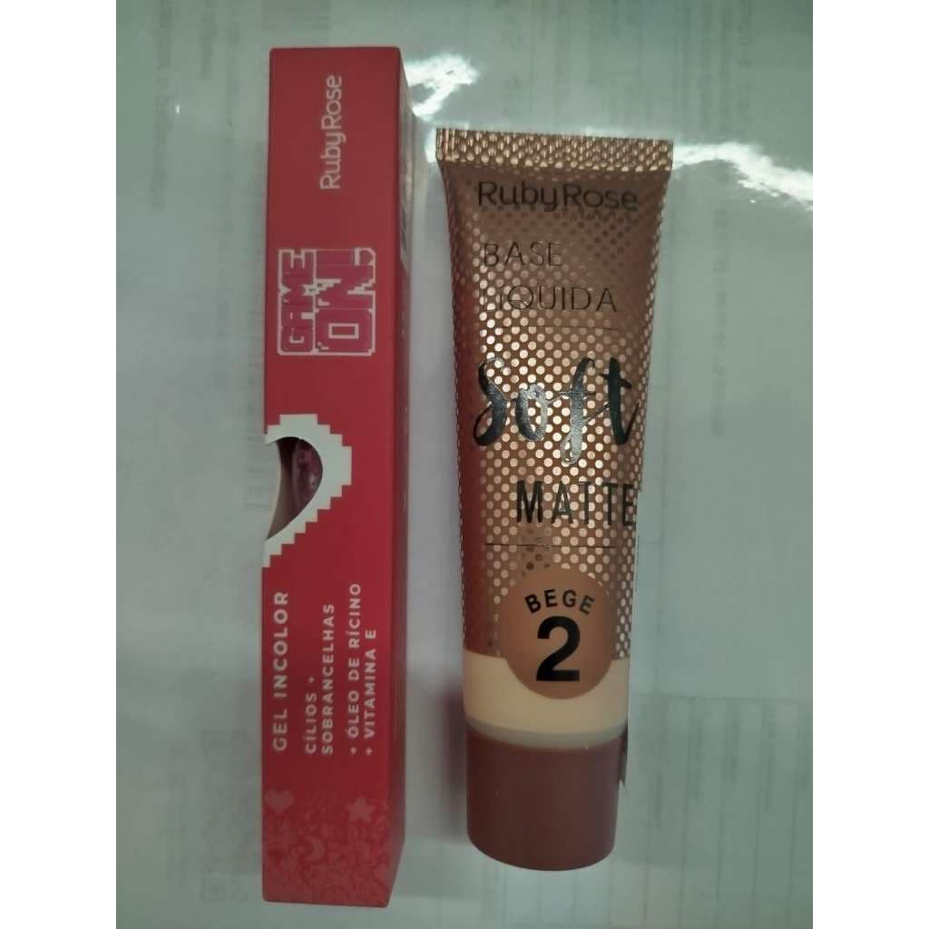 Ruby Rose base soft matte + Ruby Rose gel incolor cilios e sobrancelhas