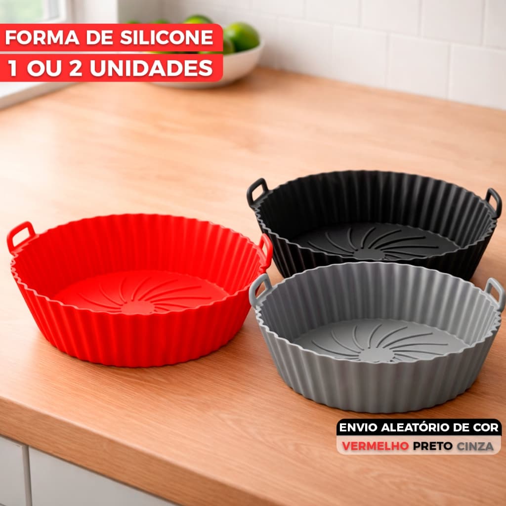 Forma De Silicone Air Fryer 1 Ou 2 Unidades Forno Fritadeira Assadeira Reutilizável Antiaderente Flexível Lavável