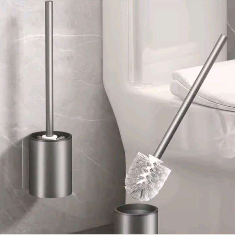 Escova Sanitária Com Suporte De Parede Aluminio 35cm