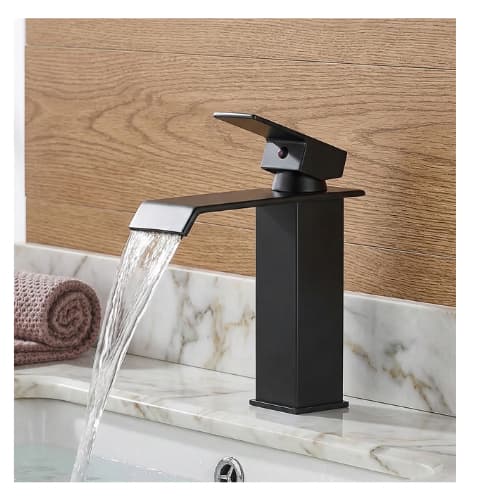 Torneira Banheiro Monocomando Cascata Cuba Pia Bancada Lavabo Metal Aço Inoxidável Preto Fosco
