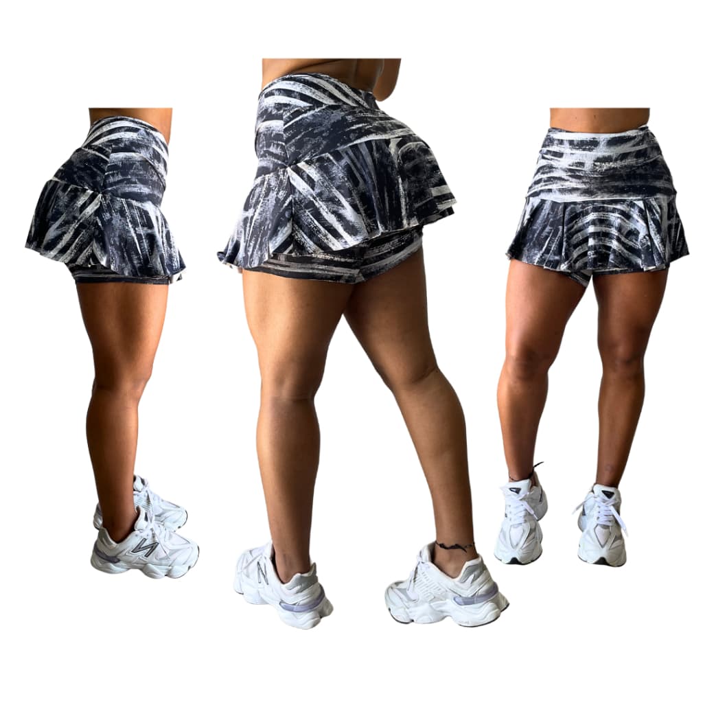 Short Saia Feminino Fitness Estampado Cintura Alta Academia Treino Corrida Moda Fitness