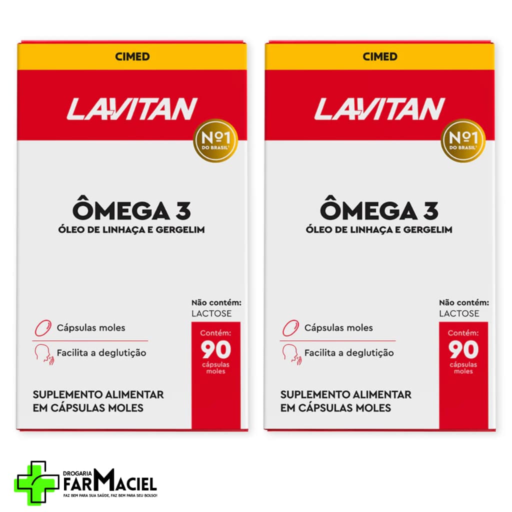 Kit 2 Lavitan Ômega 3 Mais com 90 Comprimidos com Óleo de Linhaça e Gergelim