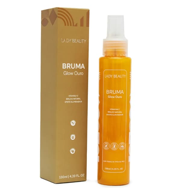 LADY BEAUTY - Bruma Glow Ouro 130ml - Vitamina C + Brilho Natural + Efeito Iluminador
