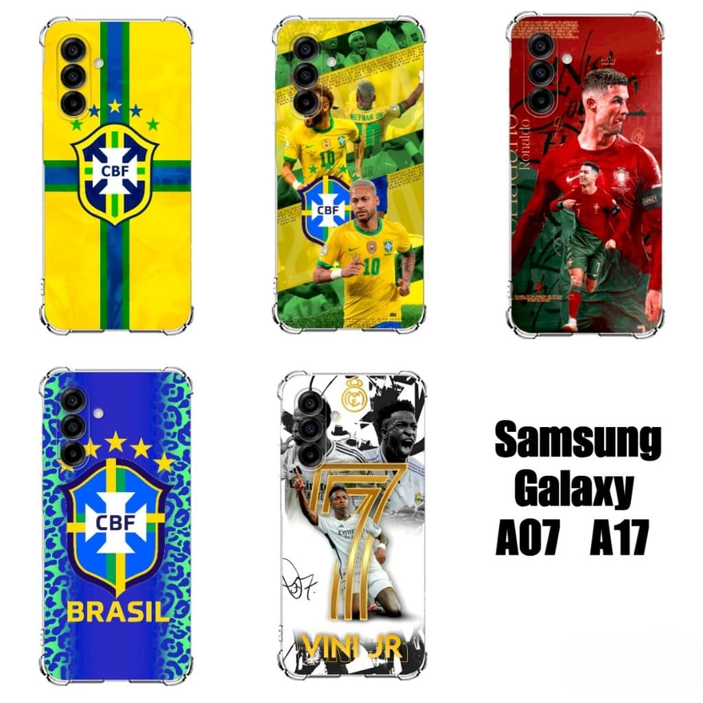 Capas Samsung Galaxy A17 A07 Capinhas TPU Proteção Futebol Copa Brasil Neymar Messi CR7 Cristiano