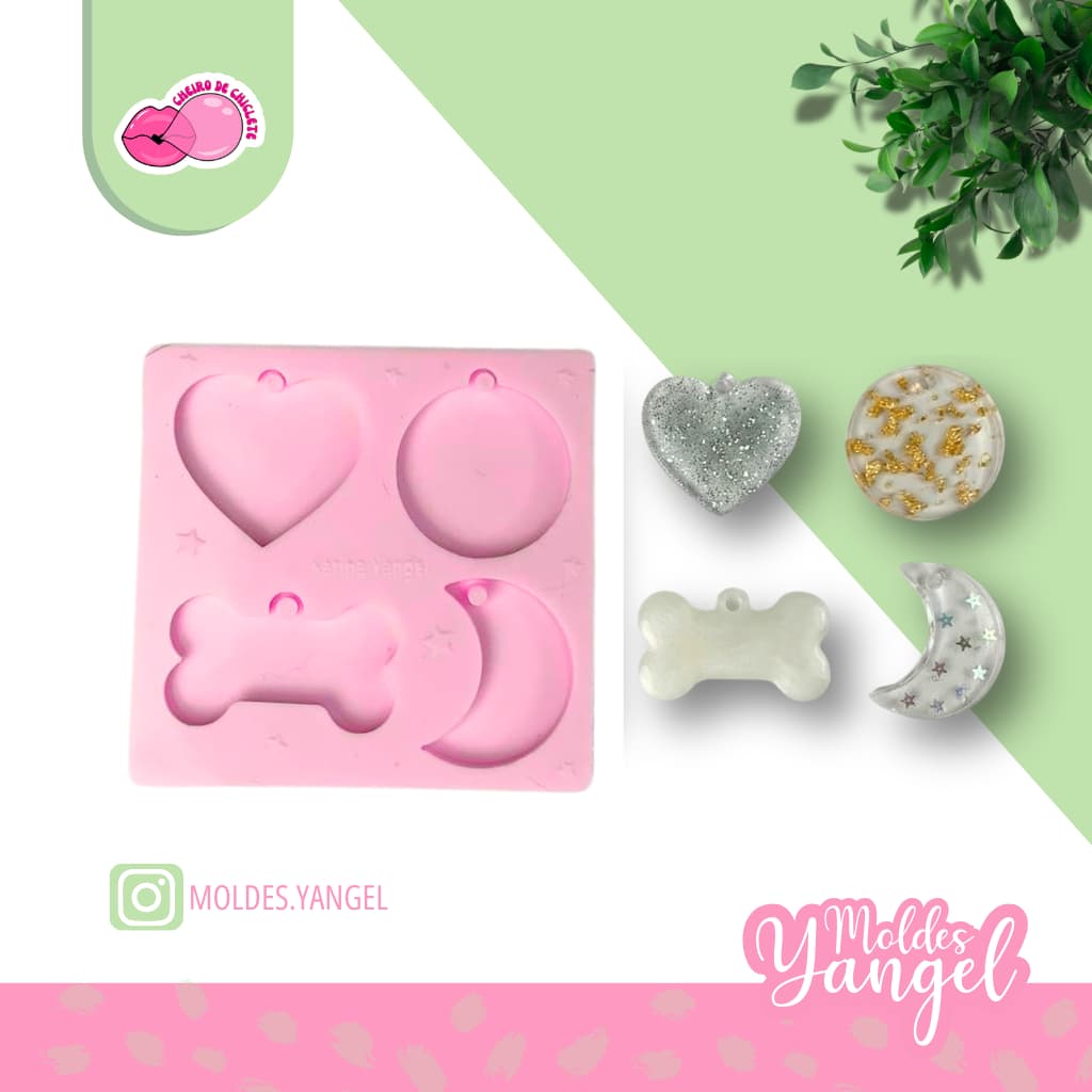 Molde Tag Pet – Silicone para Resina Epóxi – Plaquinha, Patch e Chaveiro (4 Modelos)