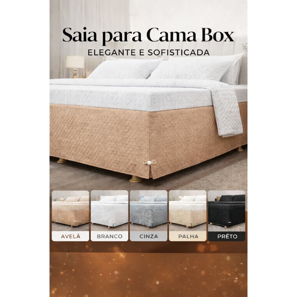 Saia Box Matelada com Pingente Solteiro Casal Queen King