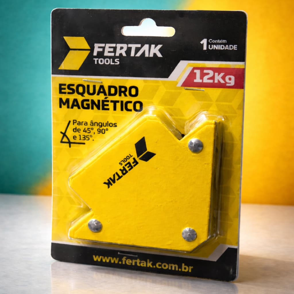 Esquadro Magnético 12kg Fertak - Precisão Profissional para Solda e Montagem