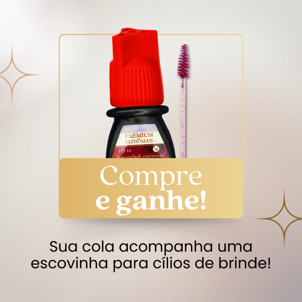 Cola Extensão de Cílios Elite HS16 3ml Profissional Alta Fixação Secagem Rápida