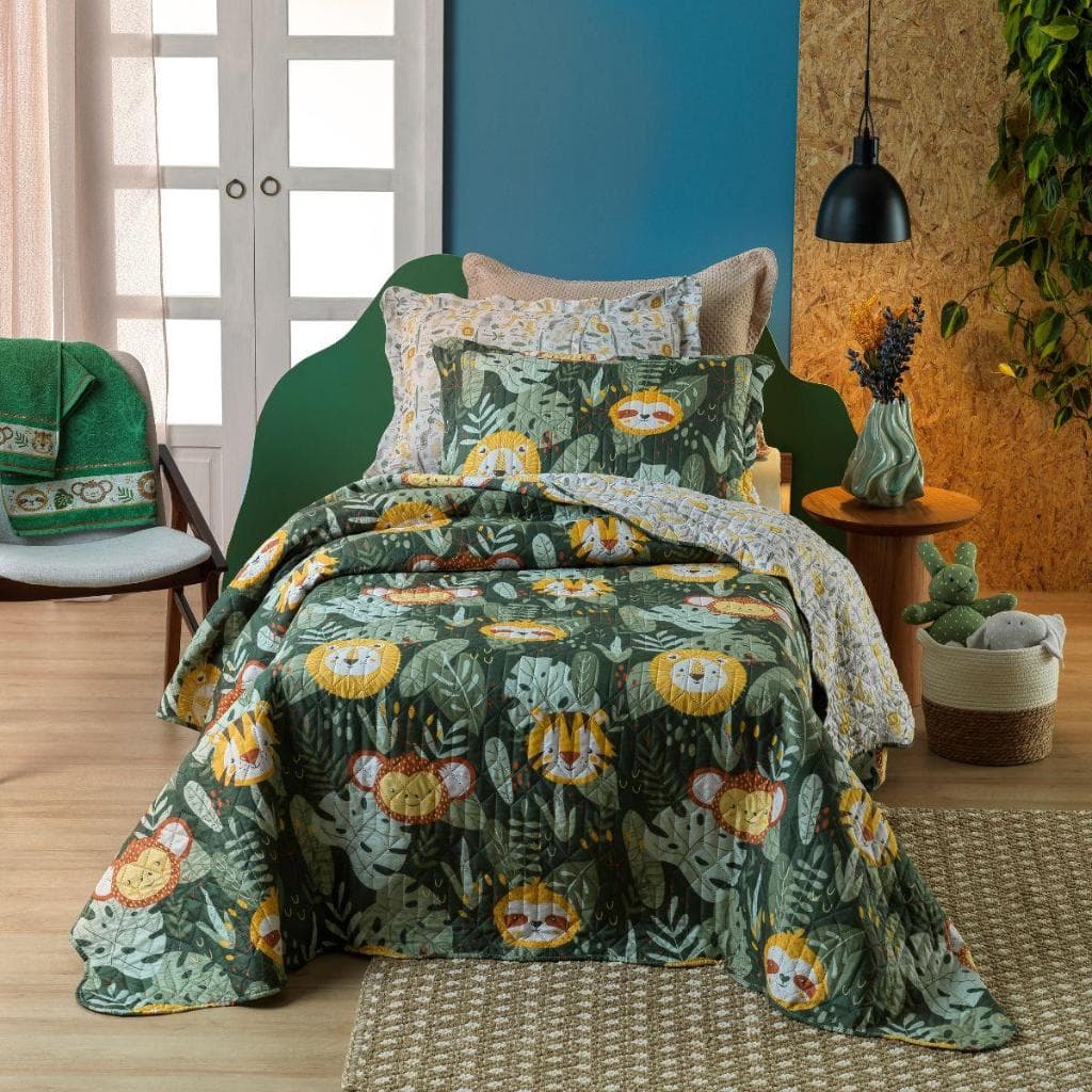 Kit Cobre Leito Solteiro Casual Kids Estampado – 2 Peças com Design Elegante e Confortável