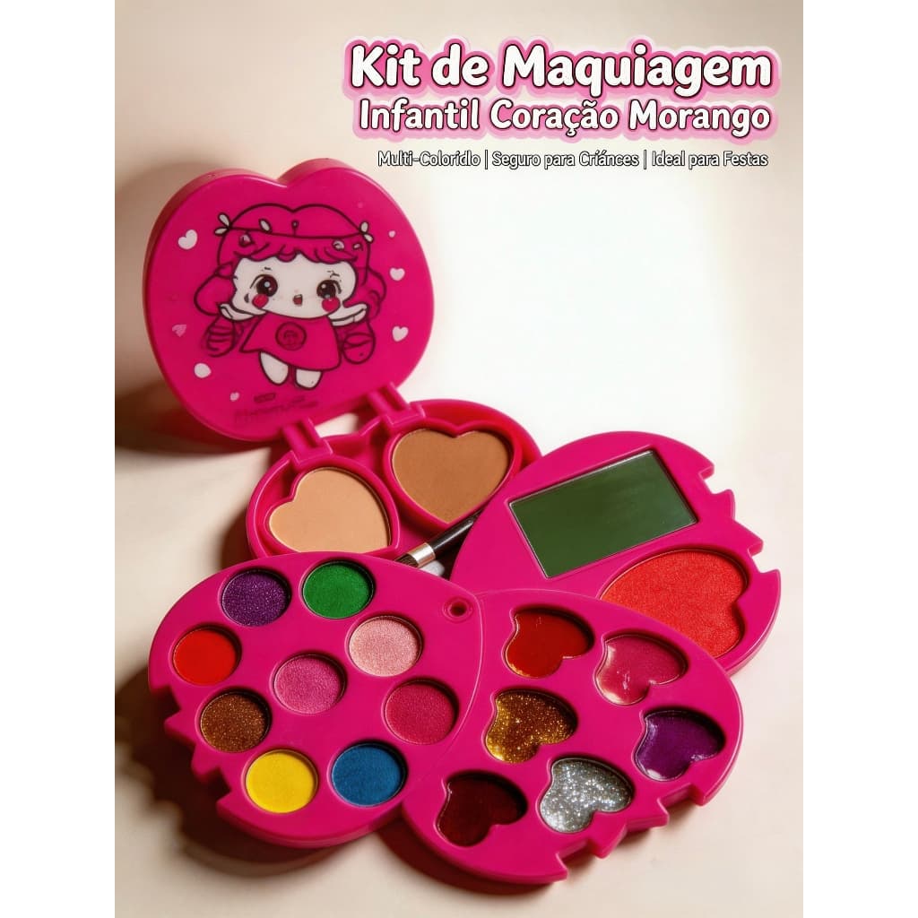 Kit de Maquiagem para Crianças - 17 Cores, Formato de Flor, Ideal para Brincadeiras