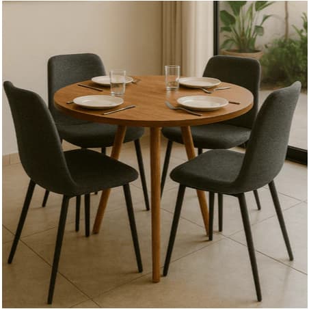 Mesa de Jantar Redonda 80cm Cor Mel Moderna para Sala