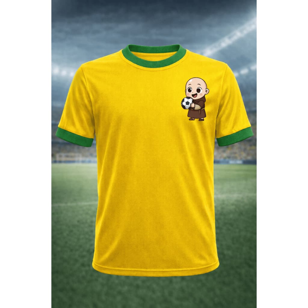 Camiseta Frei Gilson 10 Estilo Futebol Amarela Católica