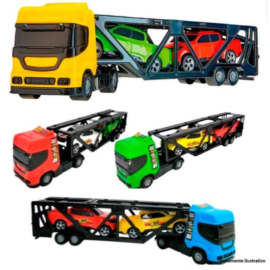 Mini Caminhão Com Dois Carrinhos Cegonheiro De Brinquedo Infantil
