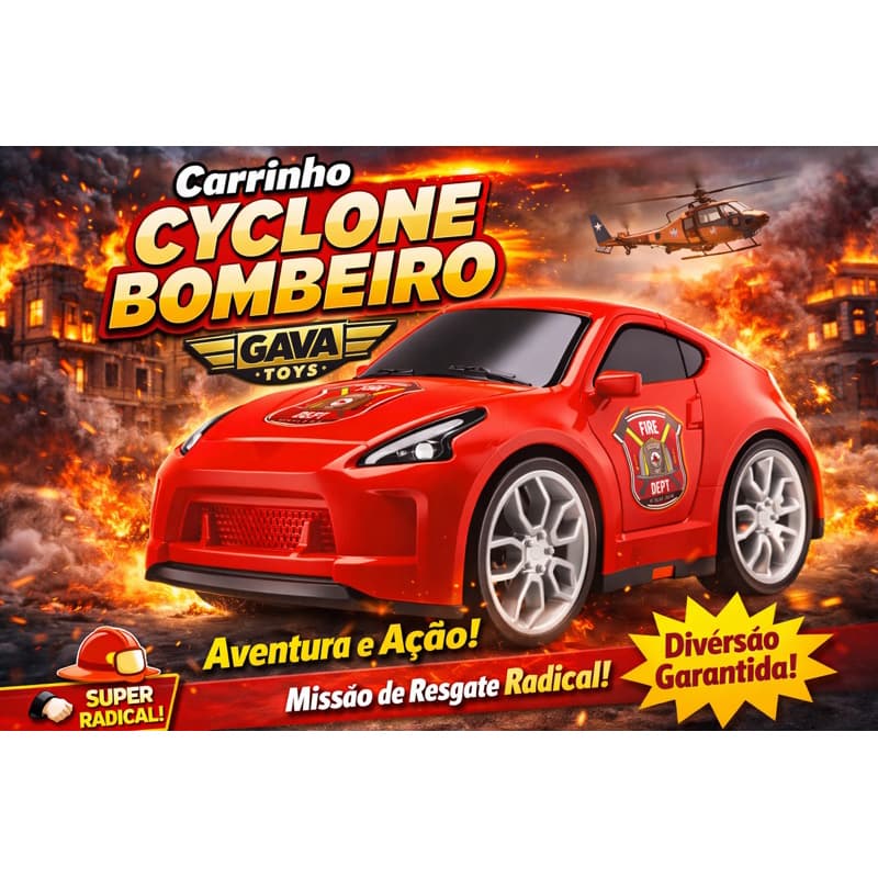 Caminhão Bombeiro Cyclone Gava Toys Brinquedo Resgate  Aventura Infantil
