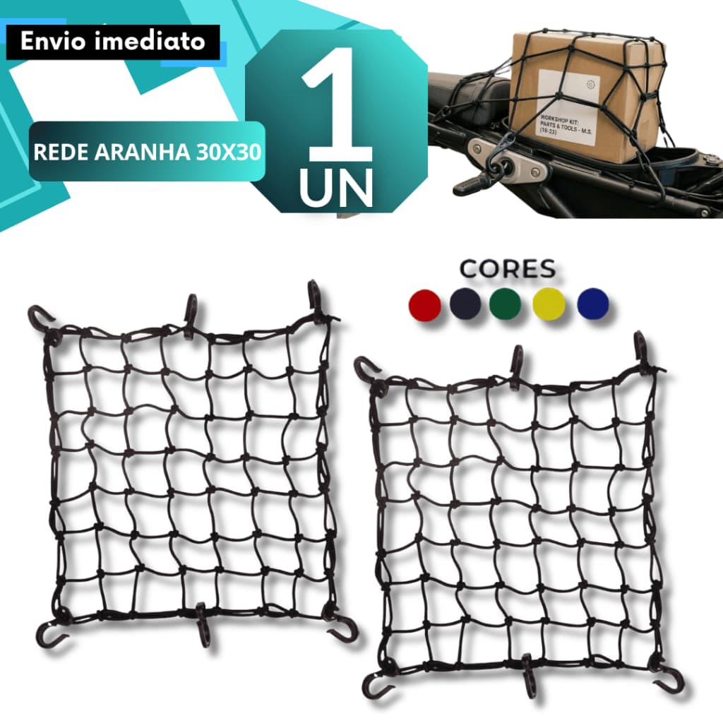 Rede Elástica 30x30 Para Moto E Bicicleta Fixar Carga