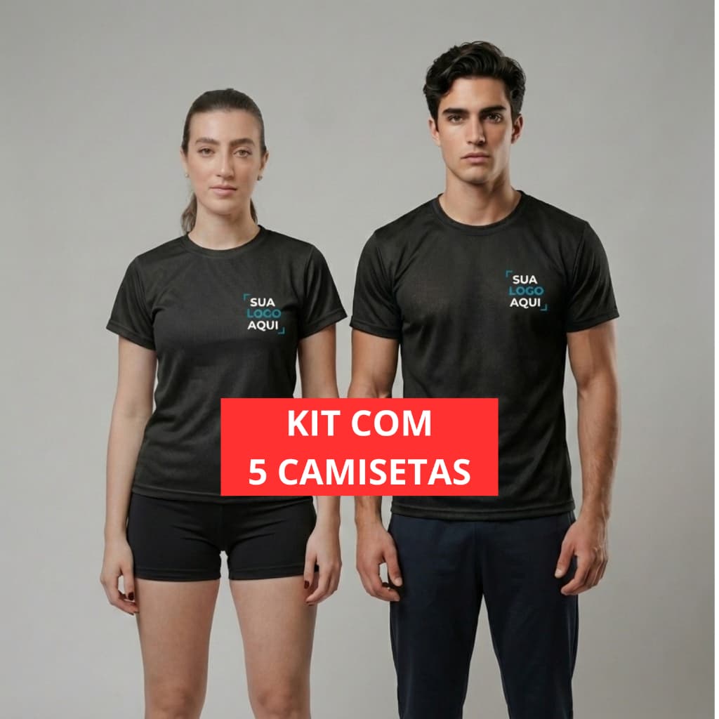 KIT 5 Camisetas DRY FIT Estampadas Personalizadas Com Sua Logo Respirável Térmica UV - LANÇAMENTO