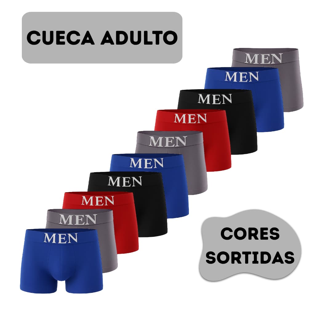Kit 10 ou 03 Cuecas Boxers Masculina Cueca Adulto de Microfibra