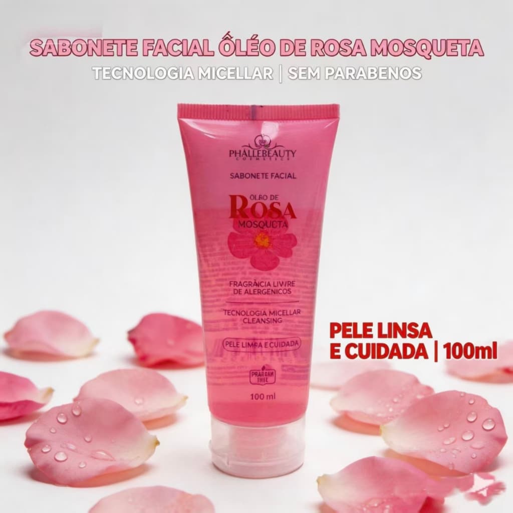 Sabonete Facial Oleo de Rosa Mosqueta - Sem Alergenicos - Limpeza Facial