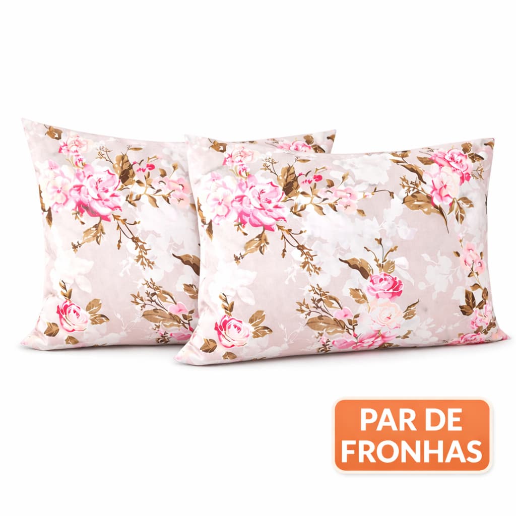 Par de Fronhas Estampadas 70x50 Hipercal 400 Fios Toque de Algodão
