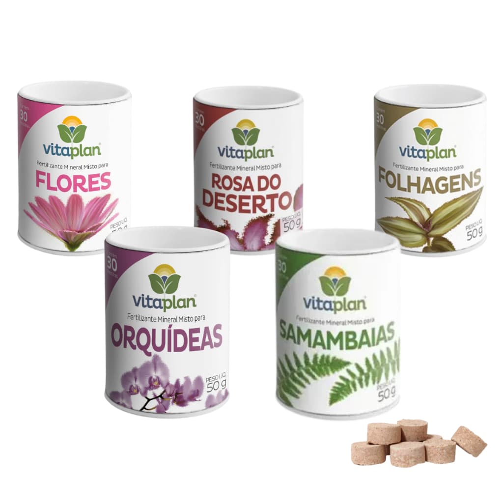 Adubo de Liberação Lenta em Pastilha para Orquideas Samambaias Flores Folhagem Rosas 50g Vitaplan