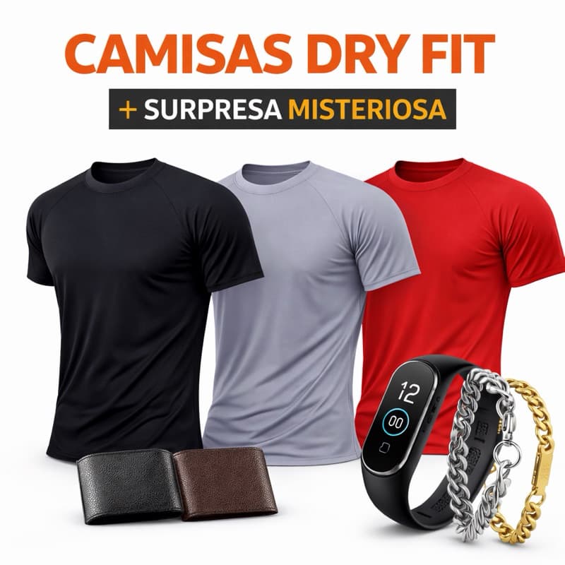 Camisa Dry Fit Masculina Academia Treino Fitness Camiseta Esportiva + Surpresa Misteriosa
