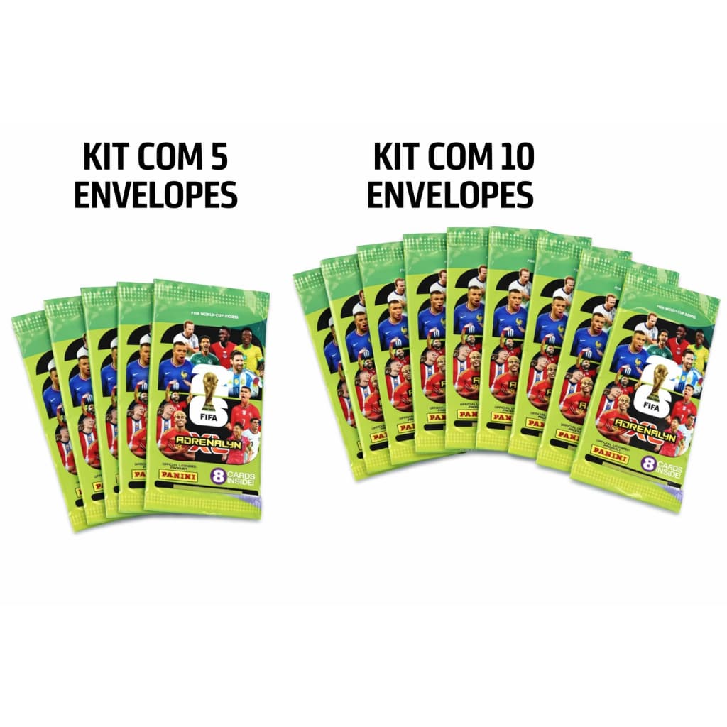 Cards Copa do Mundo 2026 Panini Adrenalyn XL | Kit 5 ou 10 Envelopes | 8 Cards por Pacote