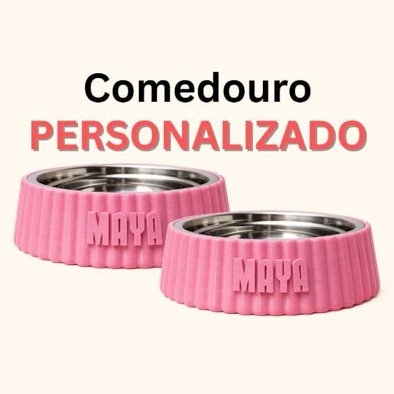 KIT 2 Comedouro Pet Personalizado com Nome 2 | Cães e Gatos | Tigela Removível (⚠️INFORMAR O NOME DO PET NA DESCRIÇÃO⚠️)