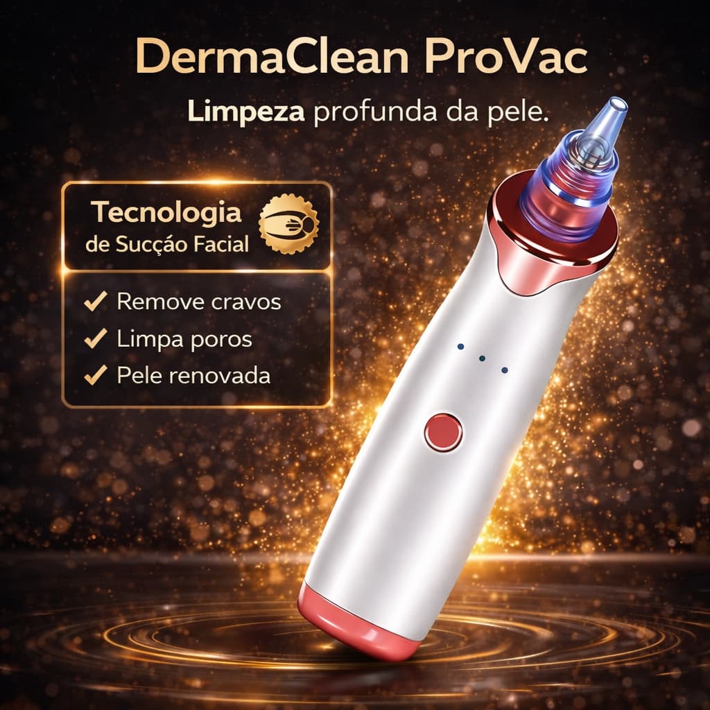 Aspirador de Cravos Elétrico DermaClean ProVac Limpeza Facial Profunda Removedor de Cravos