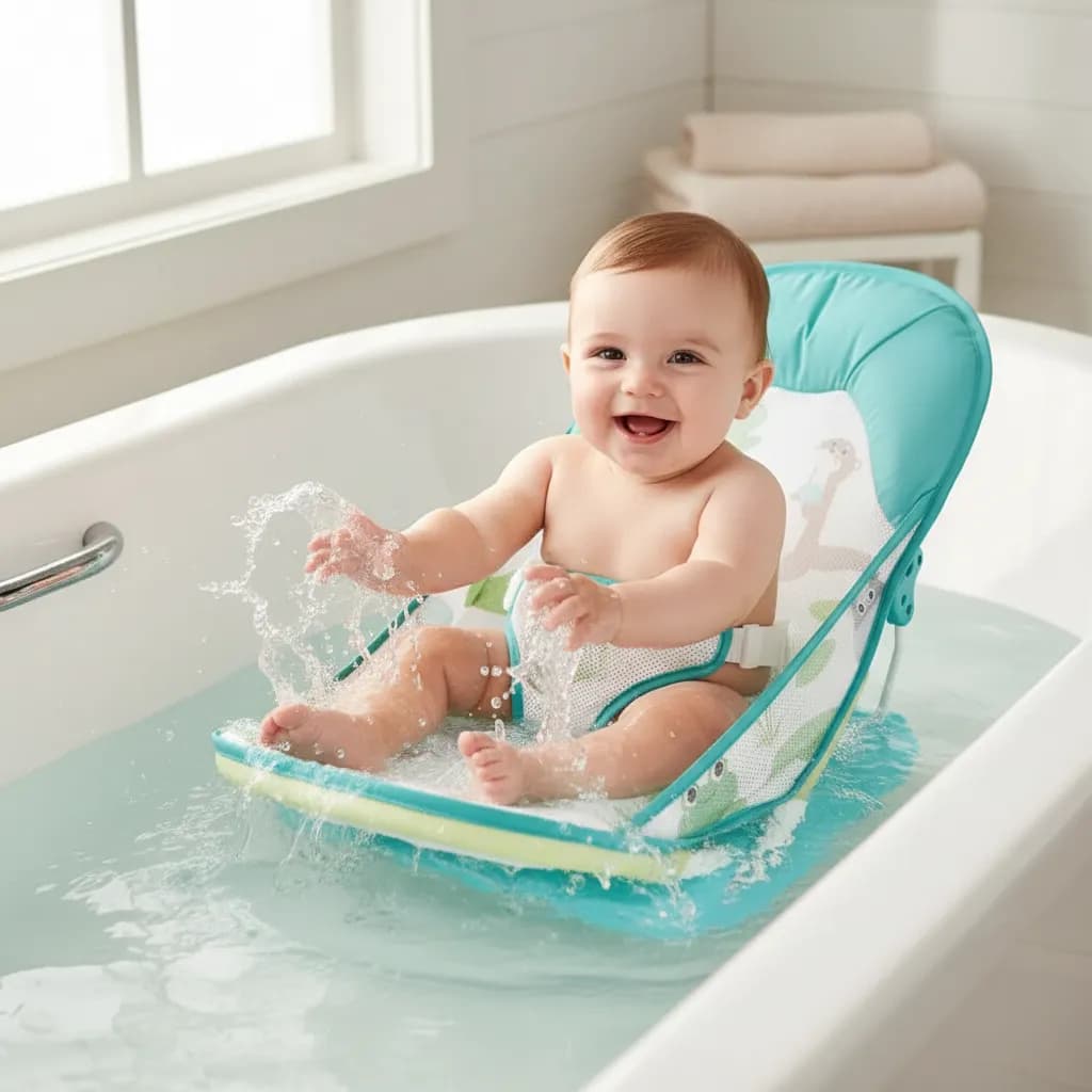 Cadeira De Banho Bebê Deluxe Suporte Assento Dobrável Seguro