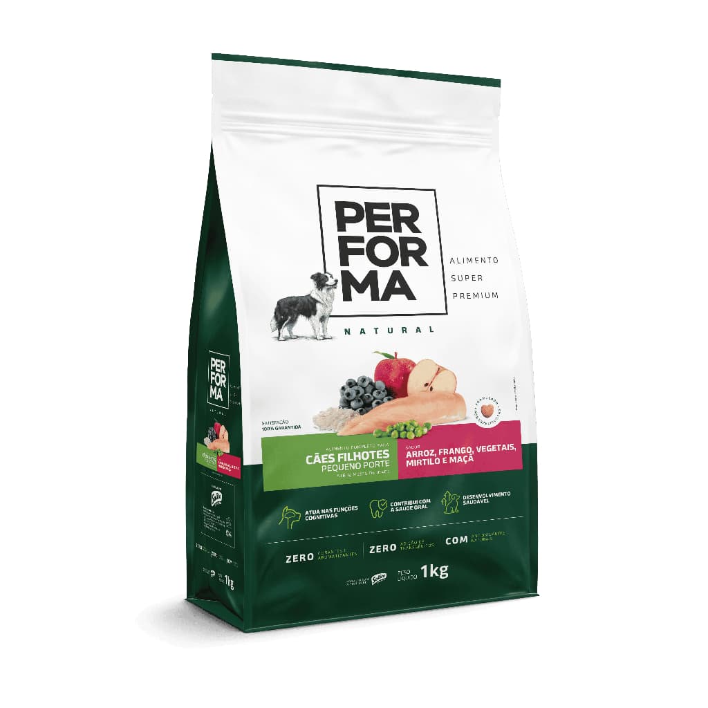 Ração Performa Natural Cães Filhotes Pequeno Porte 1kg Super Premium Alta Proteína