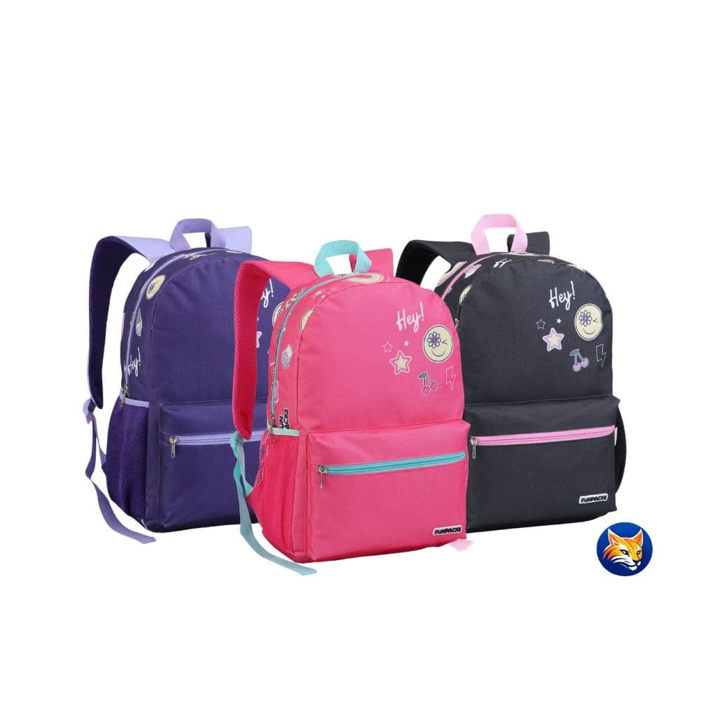 Mochila Feminina 17'' Polegadas Nas Cores Preta Roxa e Melancia