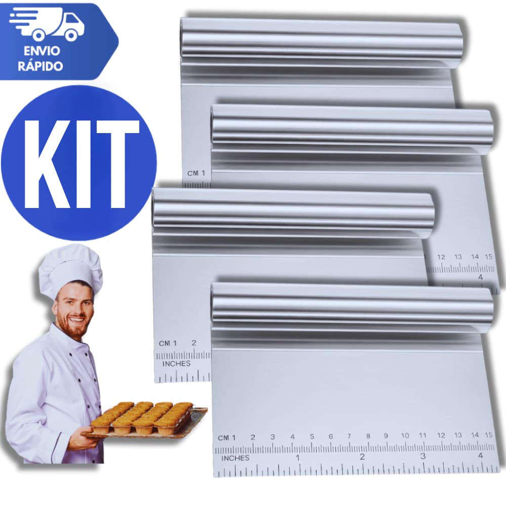Espátula e  Raspador Cortadora Inox Cozinha Pão Chocolate Bolo Massas Alisador Régua Multifuncional